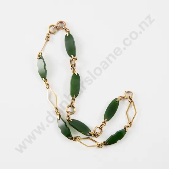 9ct Mounted Greenstone Necklace