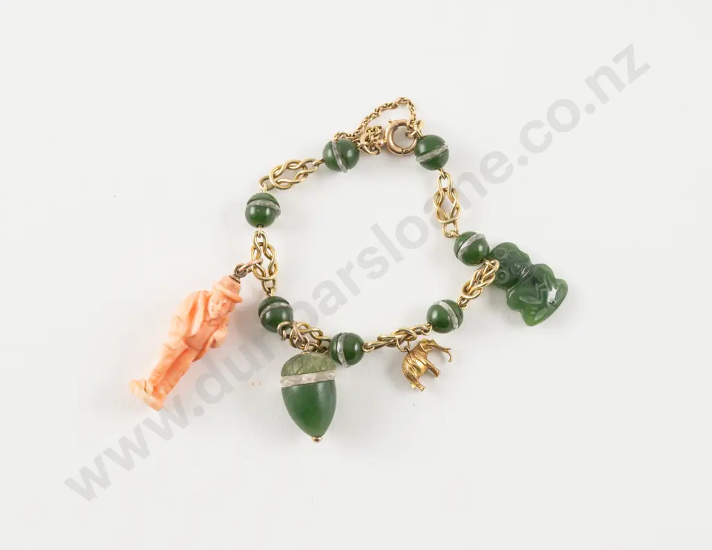 9ct Greenstone Beaded Bracelet Image 1++