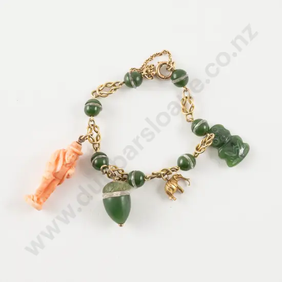 9ct Greenstone Beaded Bracelet