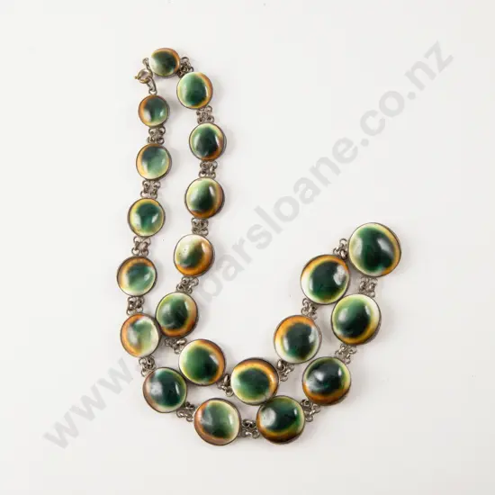 NZ Colonial Silver Mounted Cats Eye Necklace