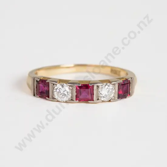 18ct Five Stone Ruby and Diamond Band Ring