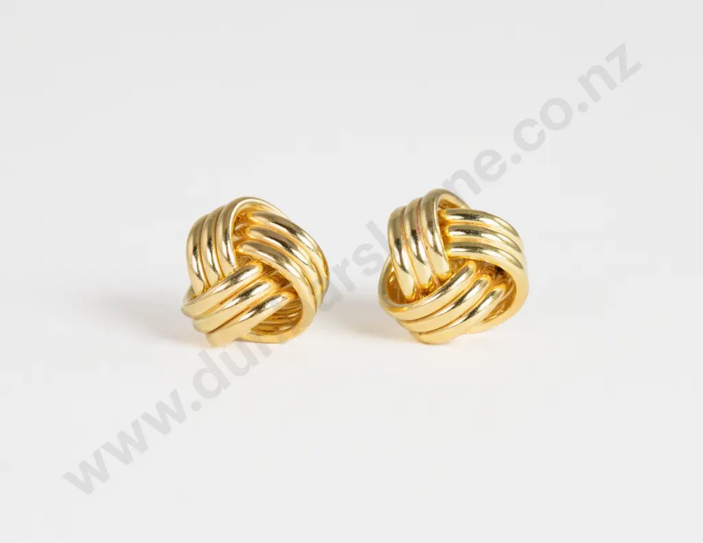 Pair 18ct Knot Style Stud Earrings Image 1++