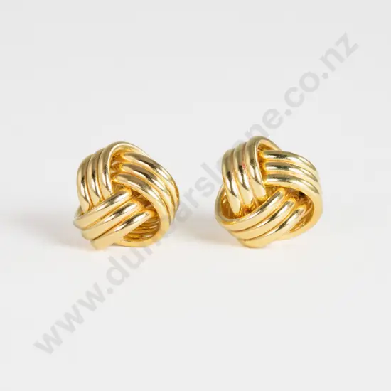 Pair 18ct Knot Style Stud Earrings