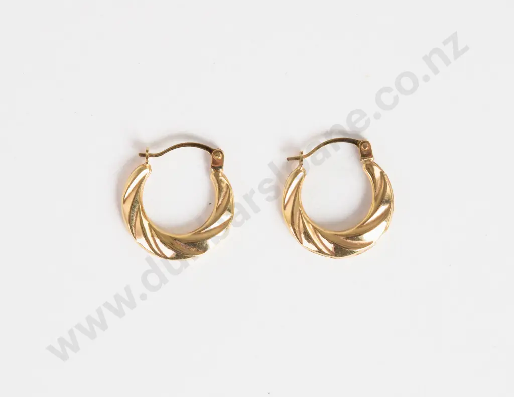Pair 9ct Hoop Earrings Image 1++