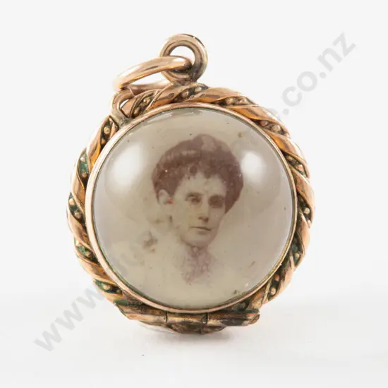 Victorian Gold Plated Rock Crystal Photo Locket Pendant