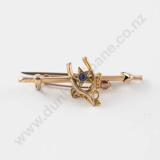 Victorian 9ct Sapphire Lucky Wish Bone Bar Brooch