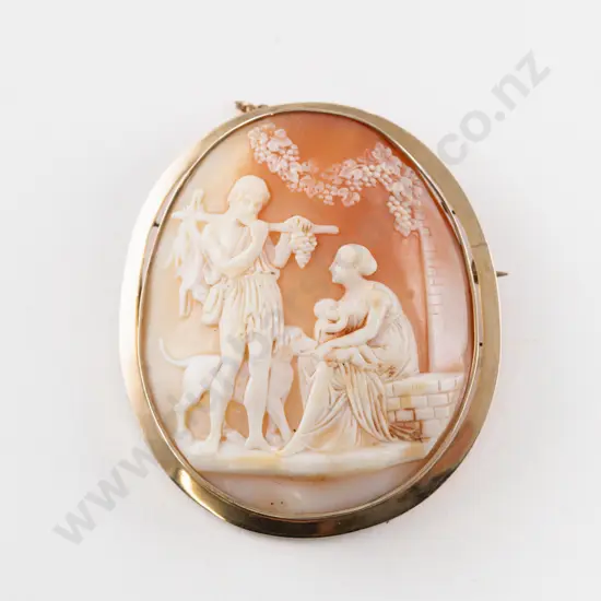 Antique 9ct Framed Classical Cameo Brooch