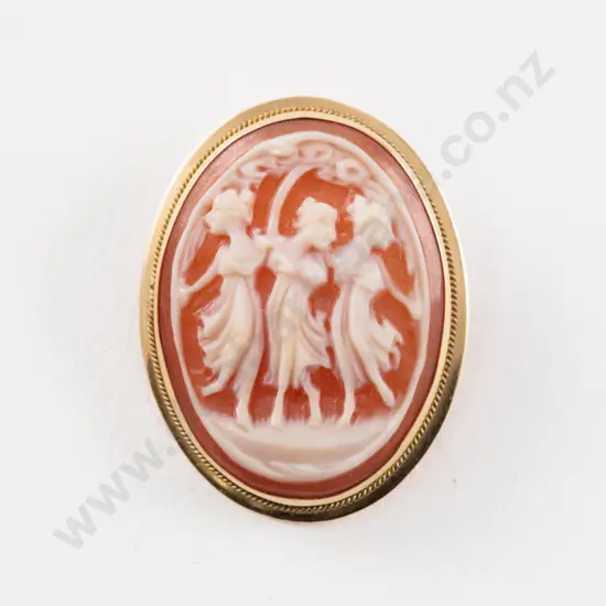 18ct Framed Cameo Brooch/Pendant