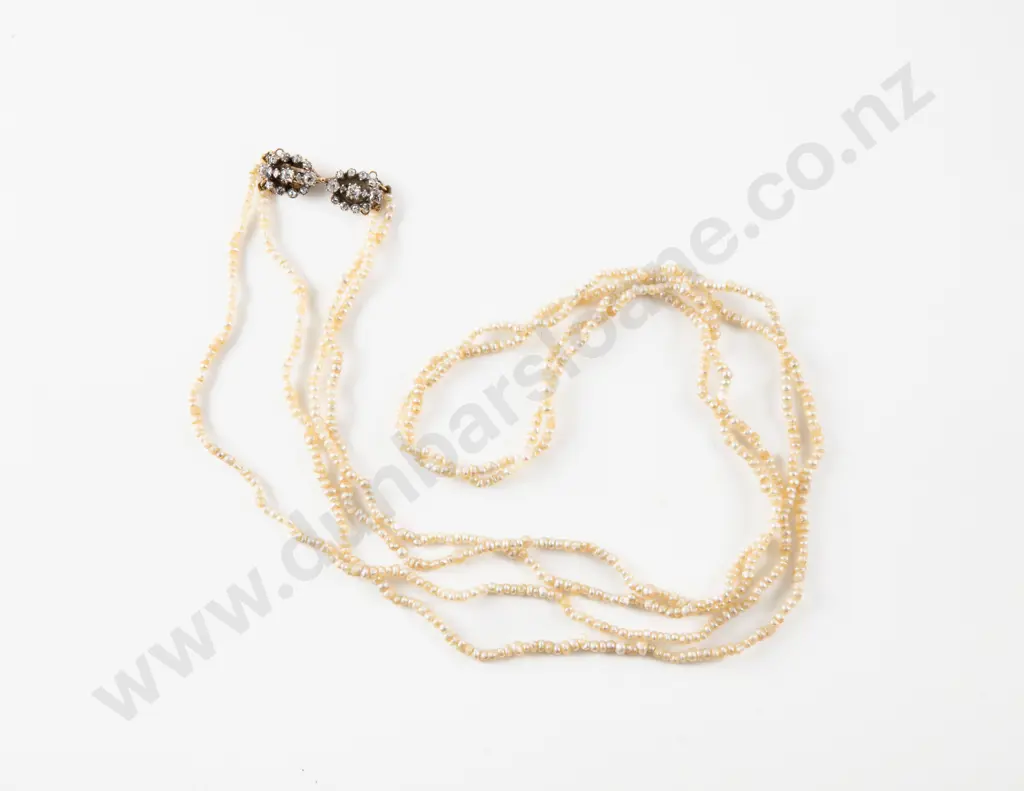 Antique 9ct Double Strand Small Natural Pearl Necklace Image 1++