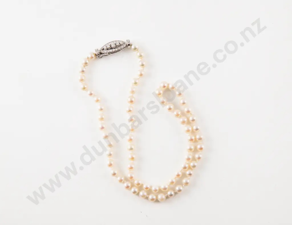 18ct White Gold Single Strand Cultured Pearl Necklace Image 1++