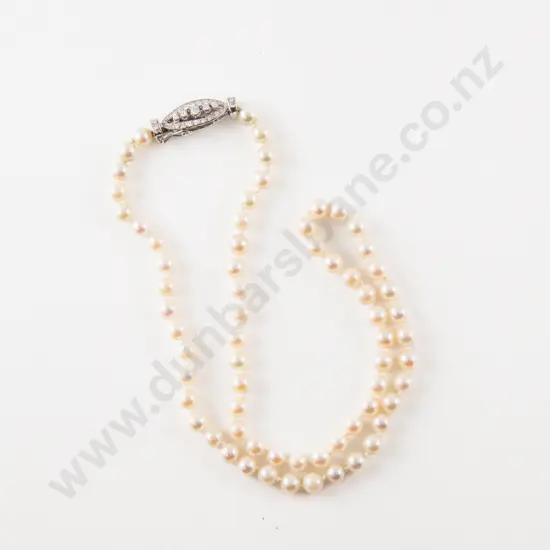 18ct White Gold Single Strand Cultured Pearl Necklace