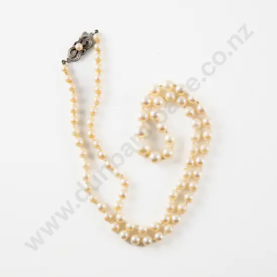 Mikimoto Single Strand Graduated Cultured Pearl Necklace. 78 4mm - 8mm pearls on s/s clasp