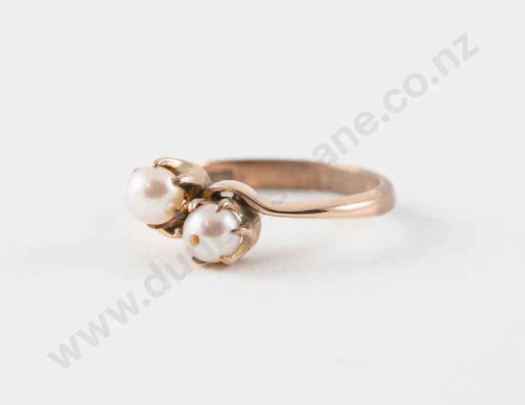 9ct Two Cultured Pearl Ring Image 1++