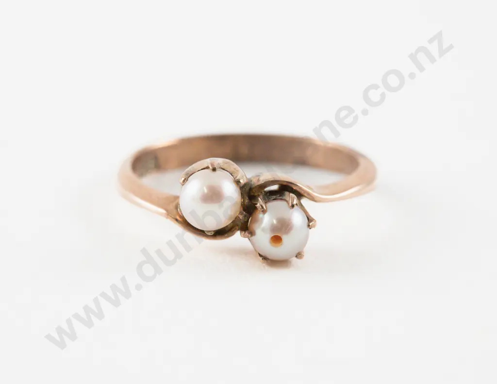 9ct Two Cultured Pearl Ring Image 1++