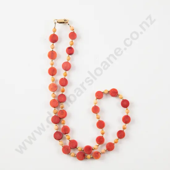 9ct Single Strand Coral Beaded Necklace