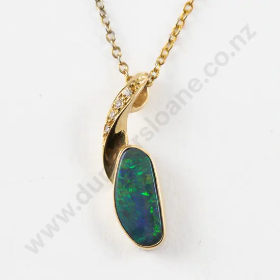18ct Five Stone Opal and Diamond Pendant