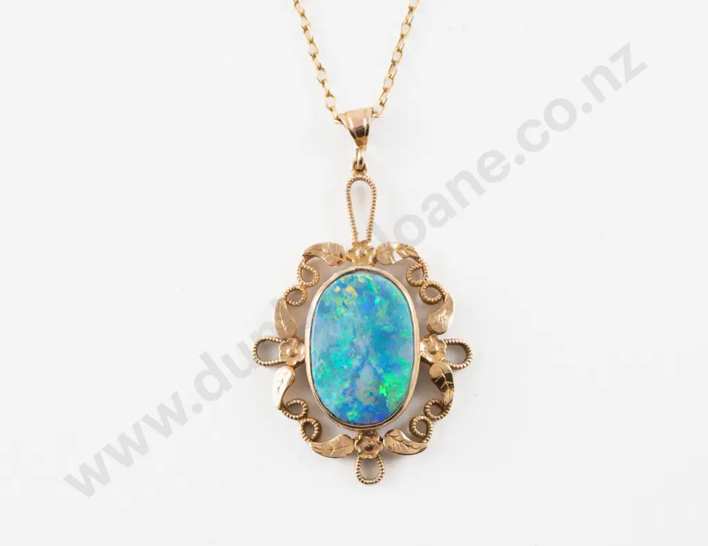9ct Framed Single Stone Opal Pendant Image 1++
