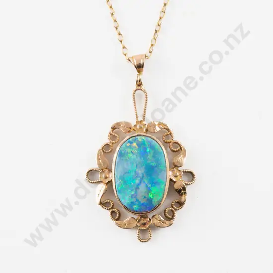 9ct Framed Single Stone Opal Pendant