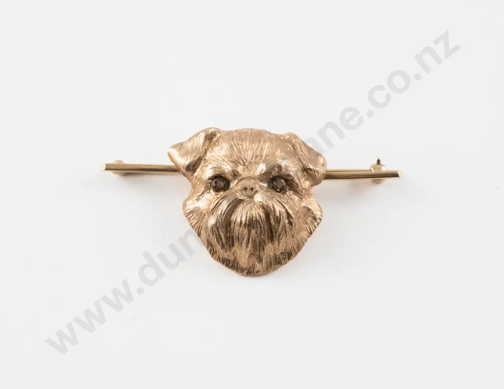 9ct Brussels Griffon Dog Brooch Image 1++