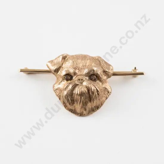 9ct Brussels Griffon Dog Brooch