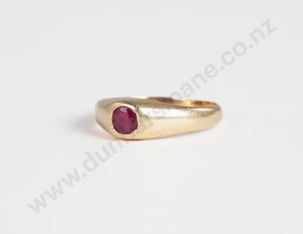 14ct Single Stone Garnet Ring Image 1++