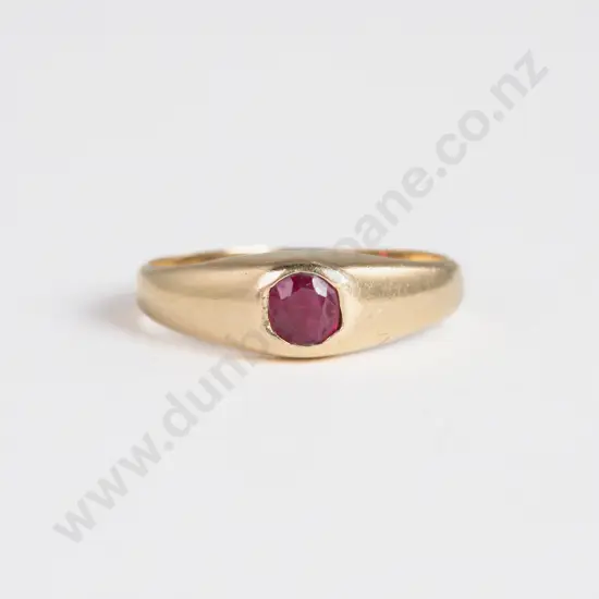 14ct Single Stone Garnet Ring