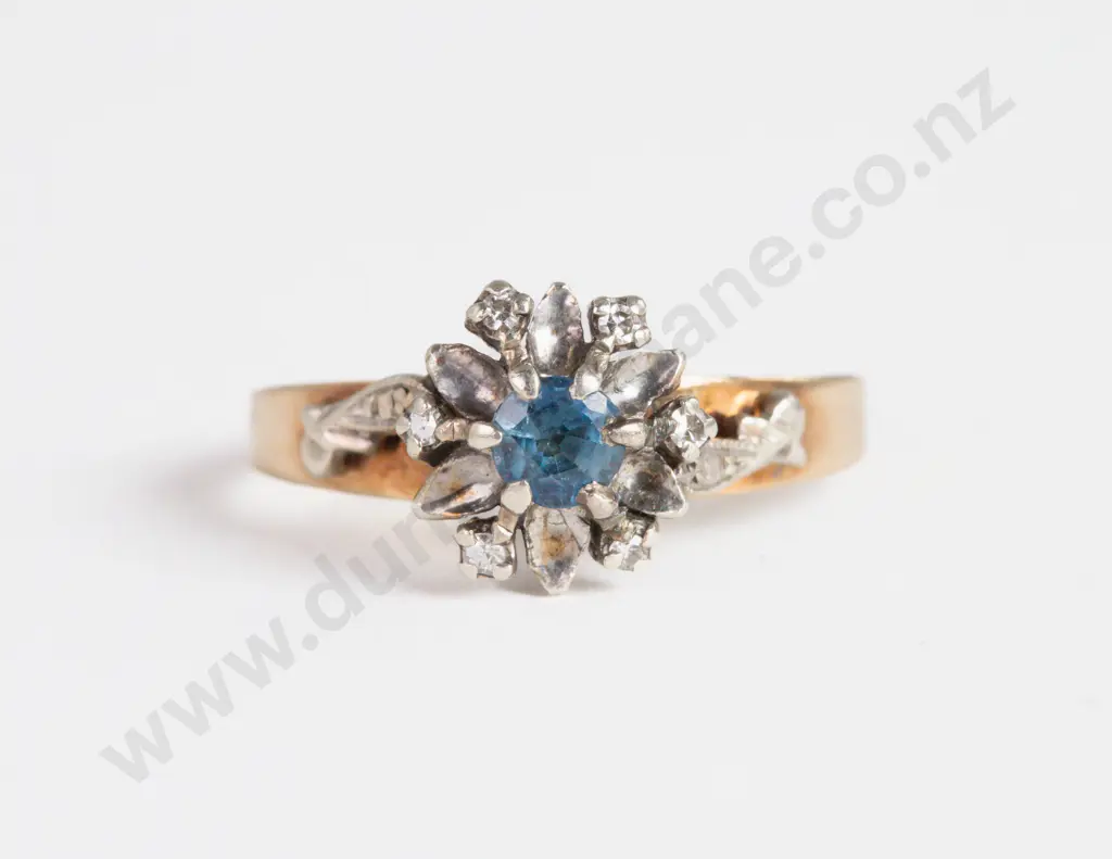 9ct Seven Stone Diamond and Sapphire Cluster Ring Image 1++