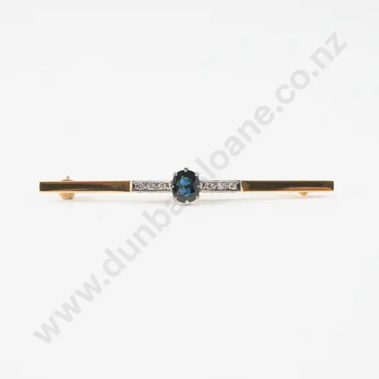 18ct Seven Stone Sapphire and Diamond Bar Brooch