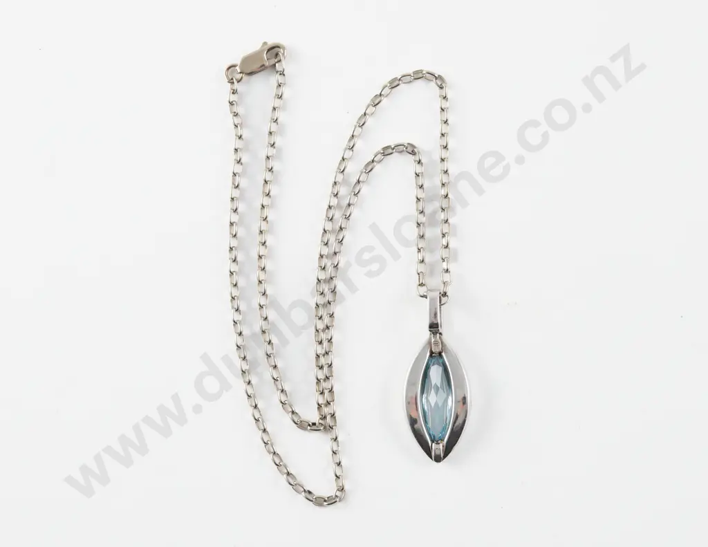 9ct White Gold Eleven Stone Topaz and Diamond Pendant Image 1++