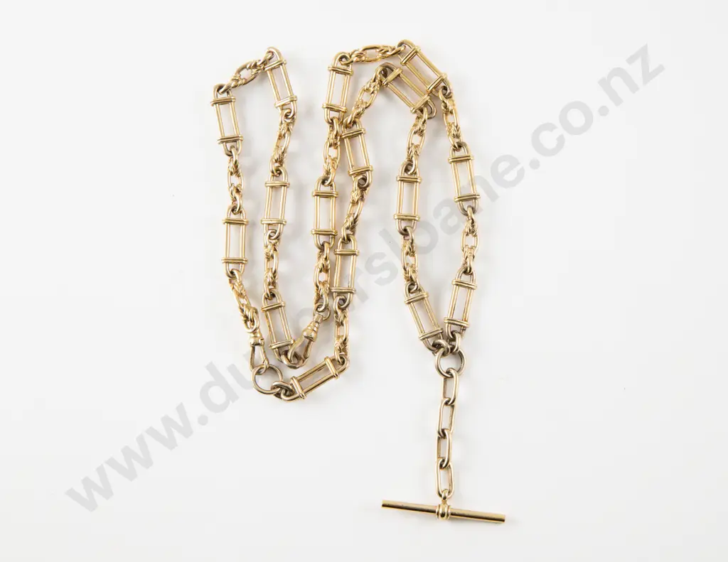 .925 Silver Gold Plated Rail and Fancy Curb Link Albert Chain Image 1++