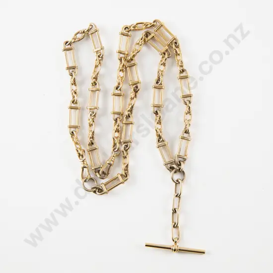 .925 Silver Gold Plated Rail and Fancy Curb Link Albert Chain
