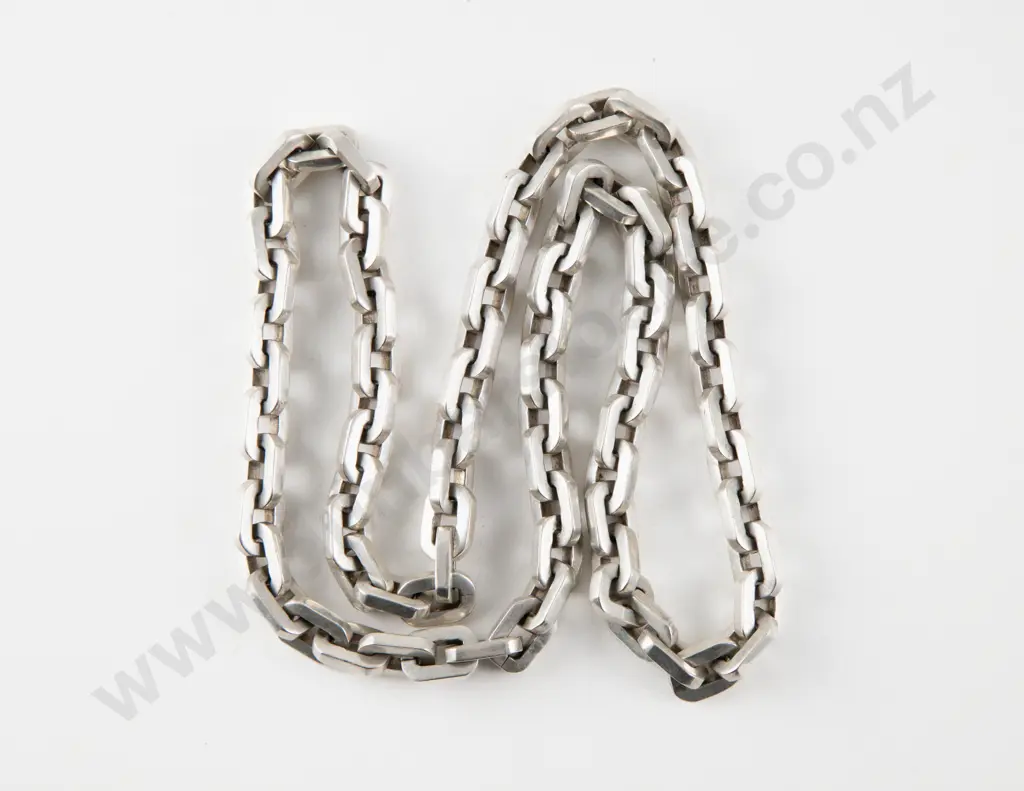 Mexican .925 Silver Heavy Curb Link Neck Chain Image 1++