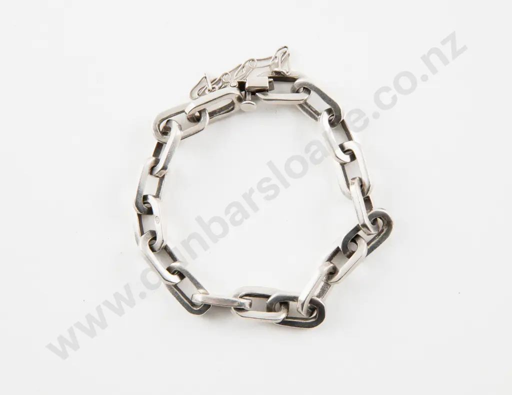 Mexican .925 Silver Heavy Curb Link Bracelet Image 1++