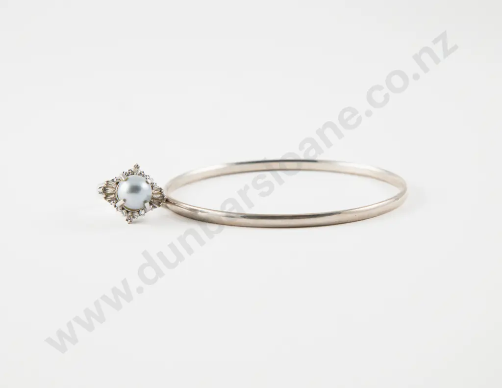 S/S Single Pearl and Diamond Paste Dress Ring Image 1++