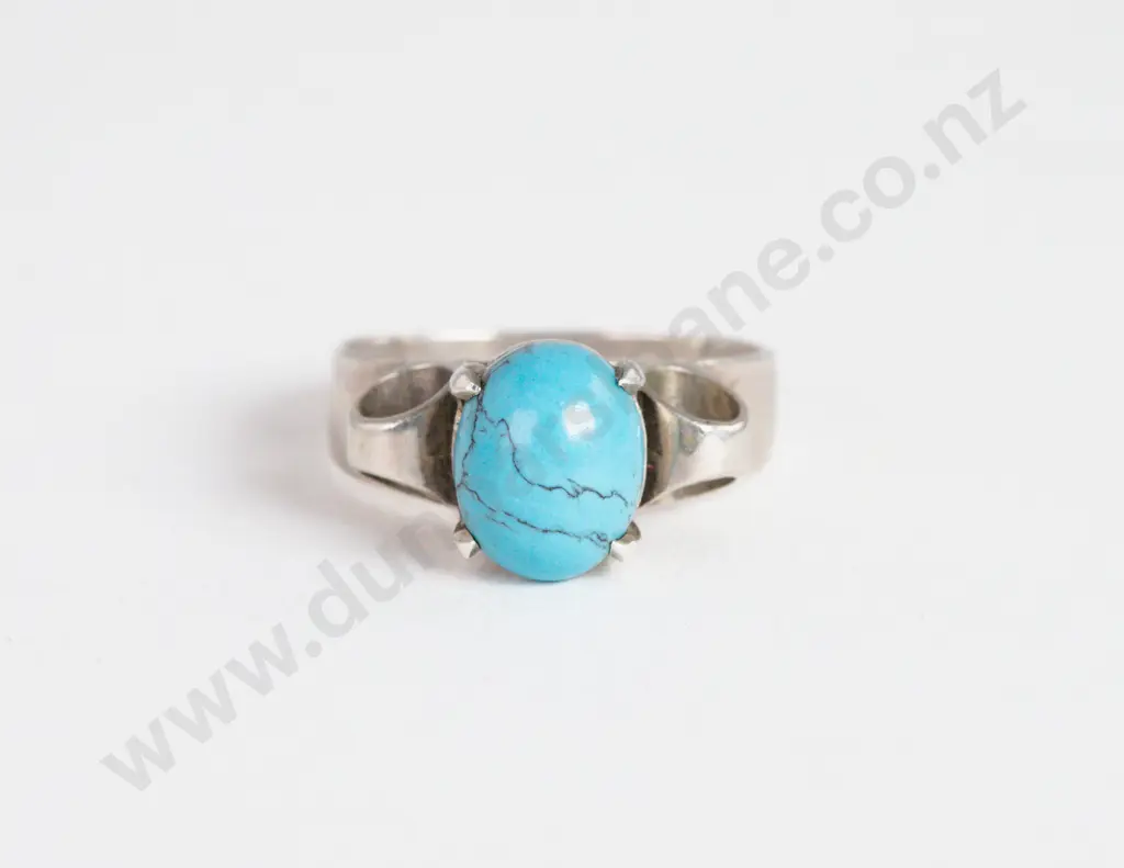 S/S Single Stone Turquoise Dress Ring Image 1++