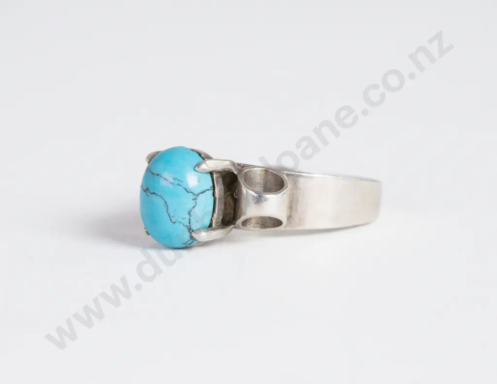 S/S Single Stone Turquoise Dress Ring Image 1++