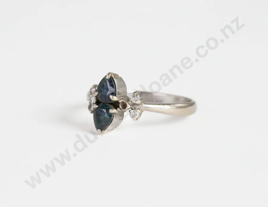 14ct White Gold Seven Stone Sapphire and Diamond Ring Image 1++