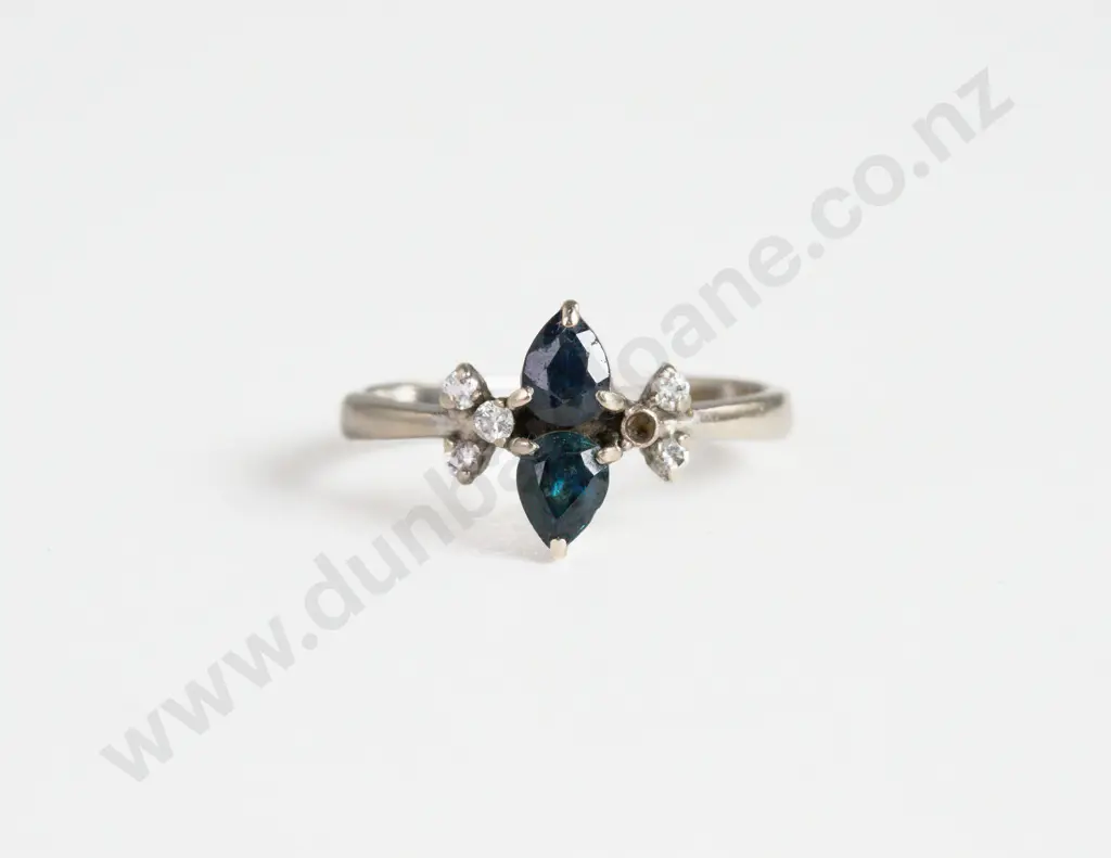 14ct White Gold Seven Stone Sapphire and Diamond Ring Image 1++