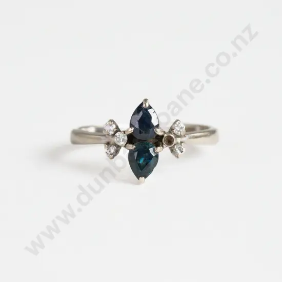 14ct White Gold Seven Stone Sapphire and Diamond Ring