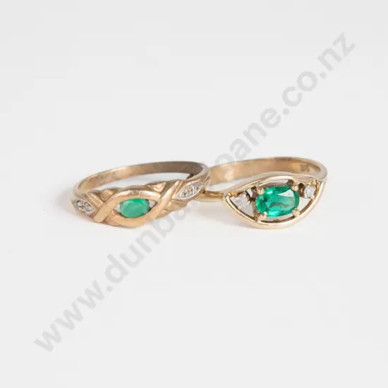 Two 9ct Emerald and Diamond Rings
