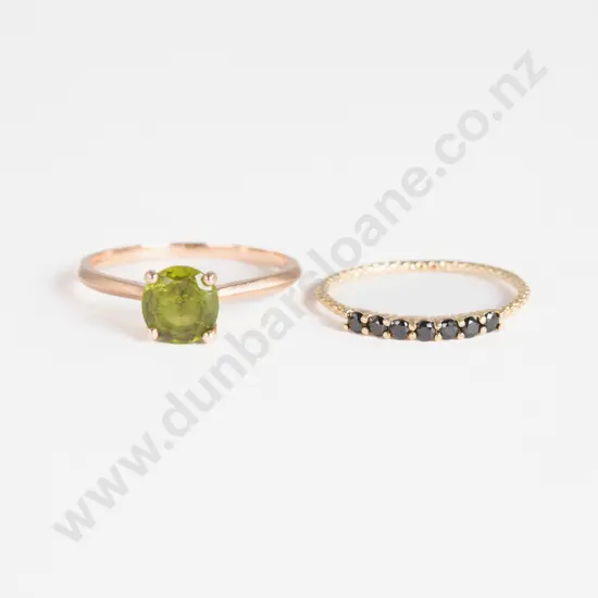 9ct Single Stone Peridot Ring and Sapphire Band Ring