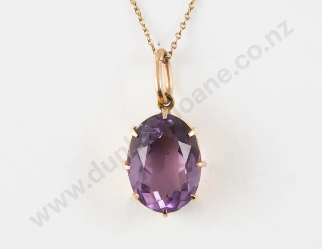 9ct Single Stone Amethyst Pendant Image 1++