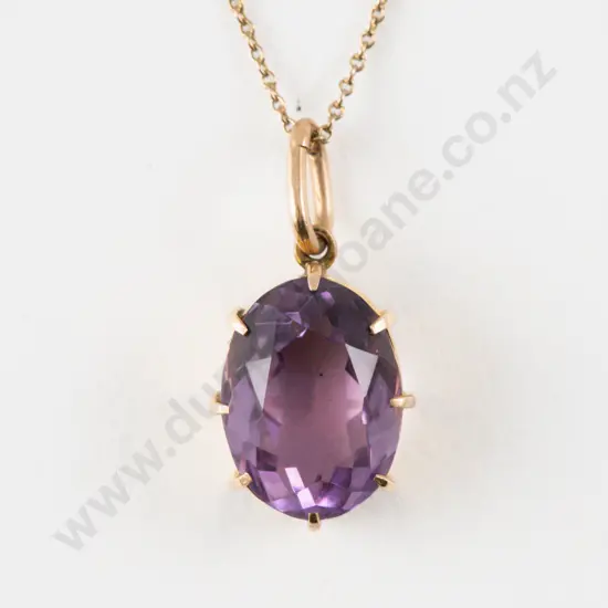 9ct Single Stone Amethyst Pendant