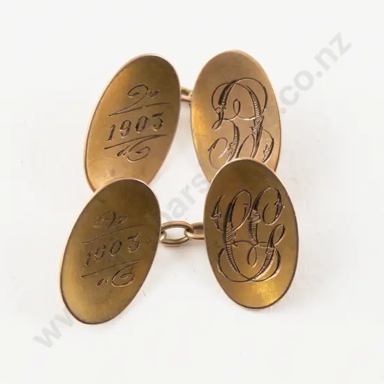 Pair 9ct Engraved Cufflinks
