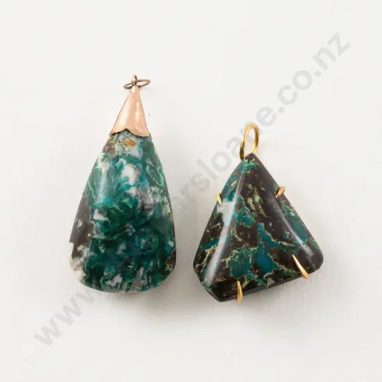 Two 9ct Gold Mounted Chrysocolla Pendants