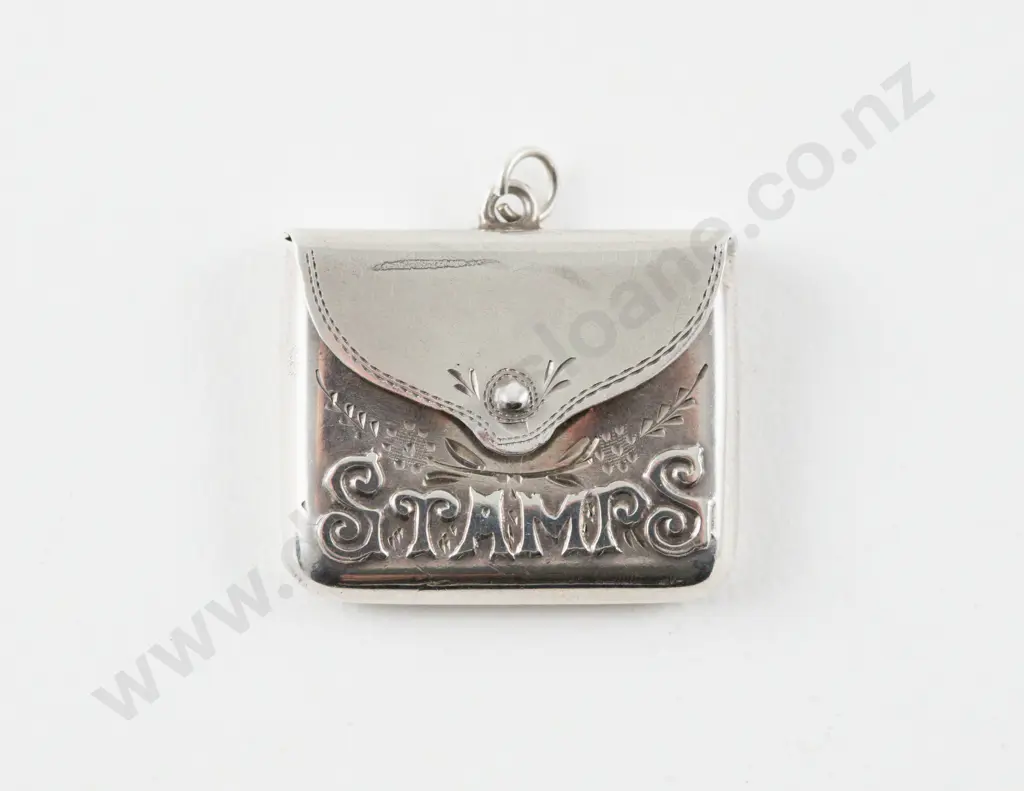 Edwardian Sterling Silver Stamp Case Pendant Image 1++