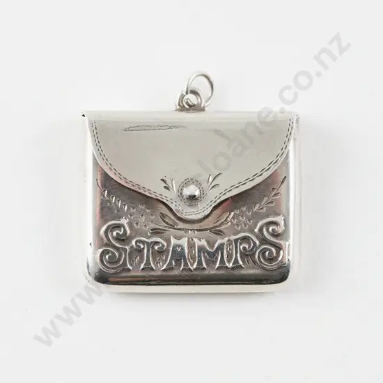 Edwardian Sterling Silver Stamp Case Pendant