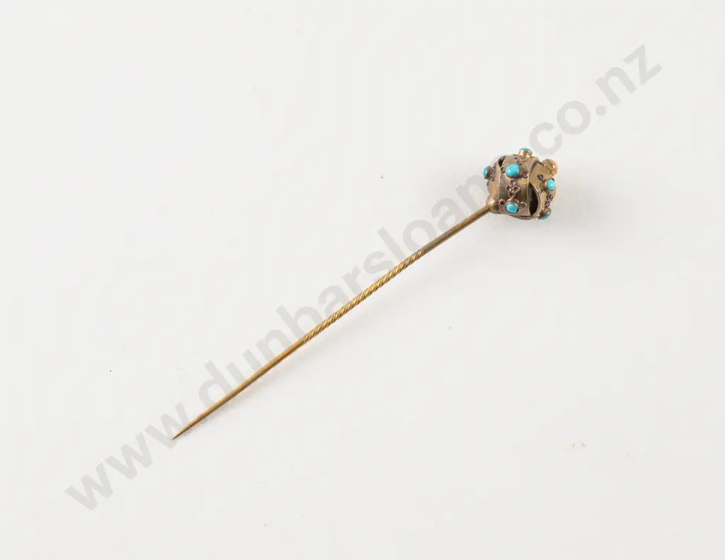 Victorian 9ct Nine Stone Turquoise Stick Pin Image 1++