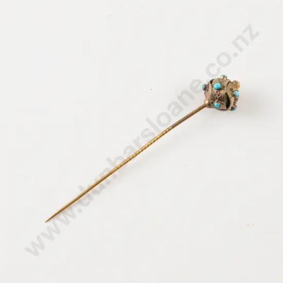 Victorian 9ct Nine Stone Turquoise Stick Pin