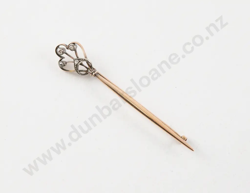 Victorian 15ct Four Stone Diamond Stick Pin Image 1++